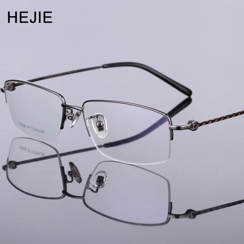 Buy Classic Men Pure Titanium Eyeglasses Frames Brand Half Frame Myopia Optical