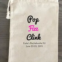 Пользовательские POP Fizz звон Свадебные девичник выживания похмелья восстановления Комплект пользу подарок муслин Сумки свадьбу душ сумки