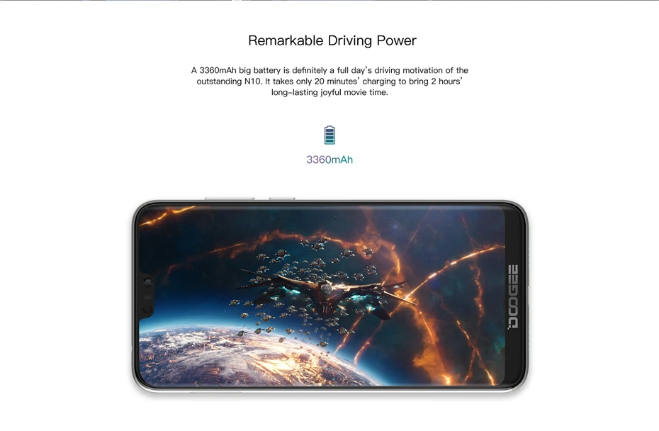 DOOGEE N10 4G Смартфон Android 8,1 5,84 "19:9 Notch Экран Dual Sim 16.0MP мобильного телефона Octa Core 3 GB Оперативная память 32 ГБ Встроенная память Face Unlock