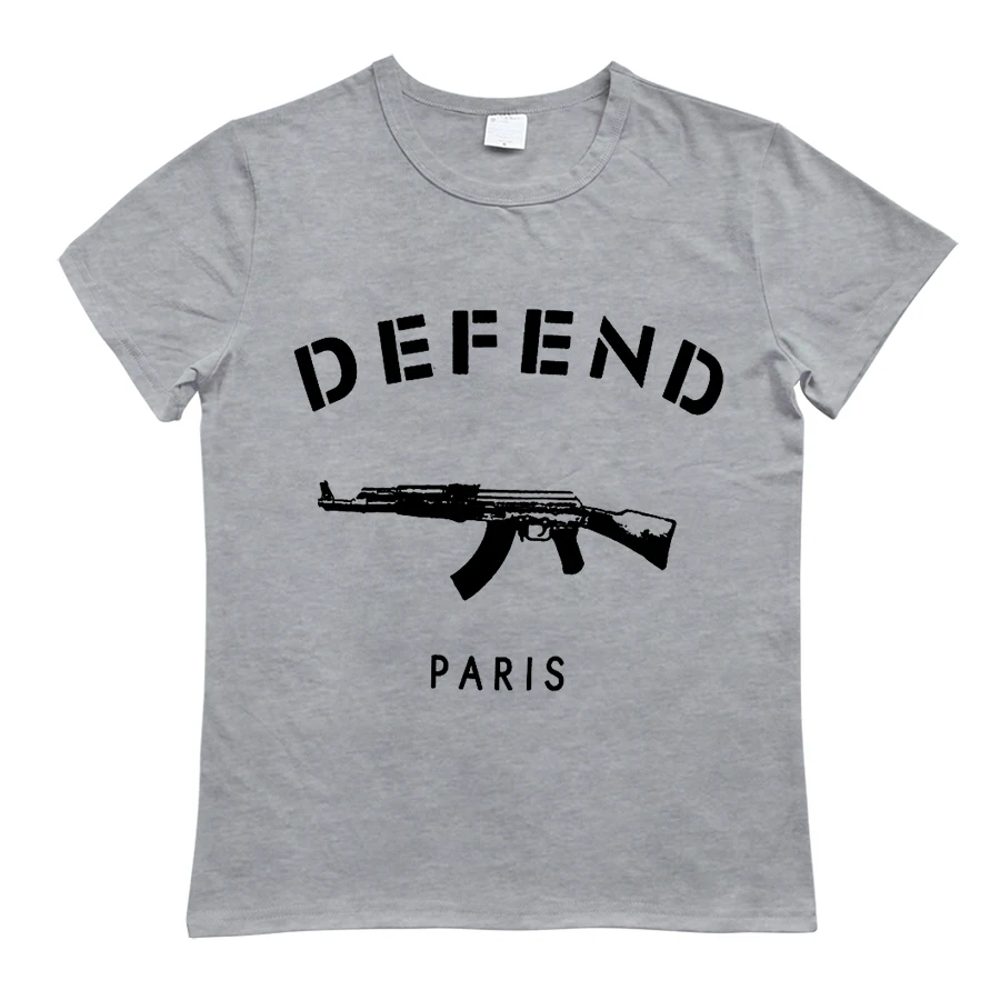 Женская футболка с принтом Defend Paris AK47 забавная Футболка для женщин топ футболки