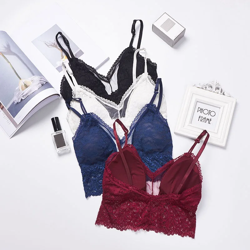 

Sexy Underwear Lace Bra Women Wireless Top Seamless Padded Backless Bra Lace Bralette Plus Size Lingerie