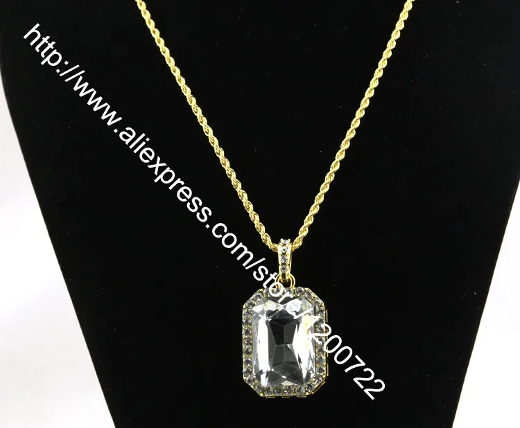 Мужское золотое ожерелье с красным кристаллом высокого качества в квадратном стиле, черное, синее, зеленое, белое модное ювелирное изделие