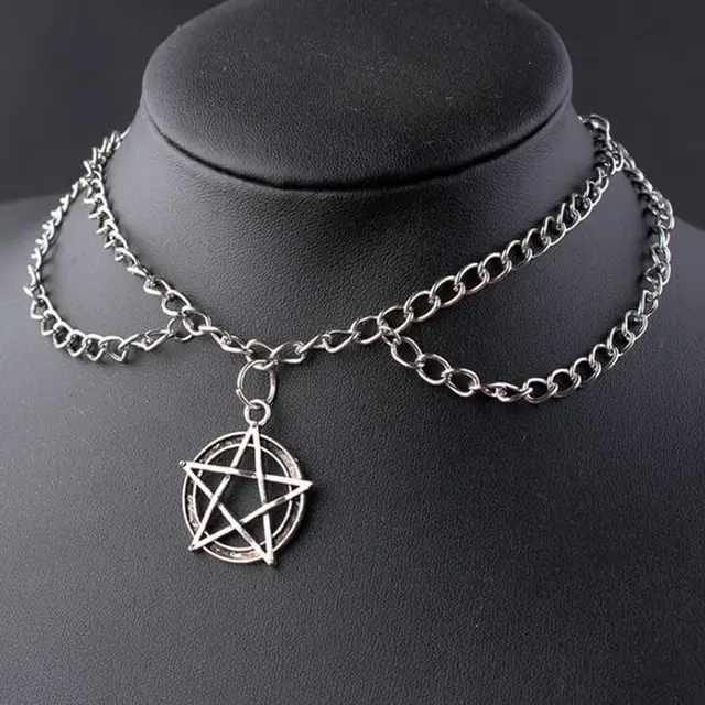 Arrow Gothic Witchcraft Pentagram Necklaces &Pendants Double Chain
