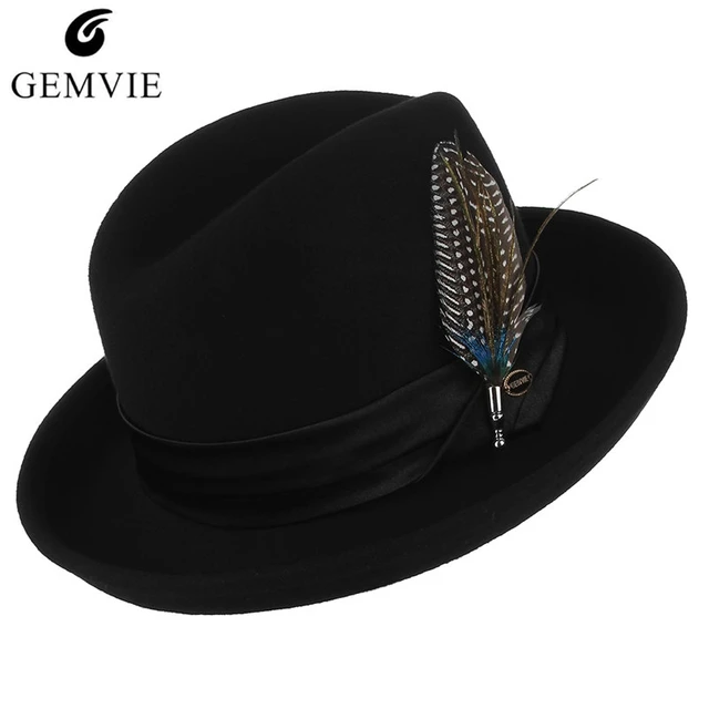 Chapeaux de jazz noirs pour hommes et femmes, chapeau haut de forme en lin  de style