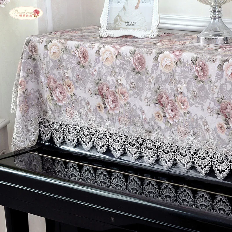 

Proud Rose Lace Piano Cover Couvre Clavier Piano European Piano Towel Dustproof Cover Home Decoration Cover Cloth
