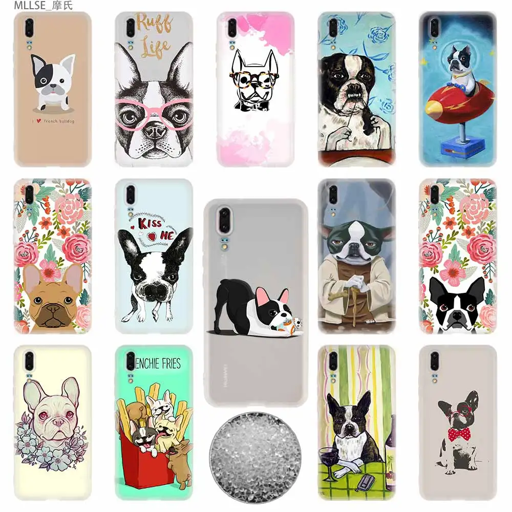 

French Bulldog Pattern TPU Cover Phone Cases Soft For Huawei P 20 pro P10 Plus P9 P8 lite 2017 P30 pro samrt 2019 Nova 3e