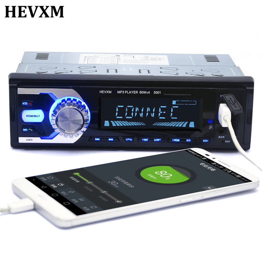 HEVXM автомобильный Радио стерео плеер Bluetooth телефон AUX IN MP3 FM/USB/1 Din/пульт