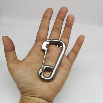 

4PCS 80mm Silver 304 Stainless Steel Carabiner Spring Camping Climbing M8 Snap Hook