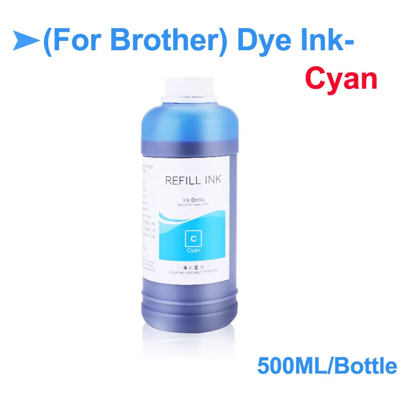 4 бутылки для красящих чернил 500 мл принтера Brother LC123 LC221 LC223 LC225 LC227 LC525 LC529 LC3017 LC3029