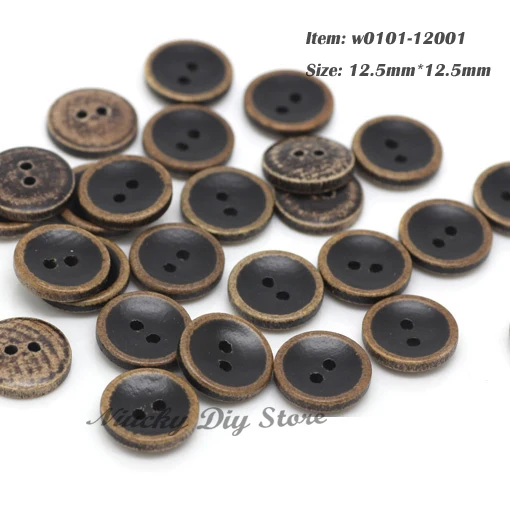 12.5mm Button clasp monopoly wholesale high grade 2 hole natural wooden