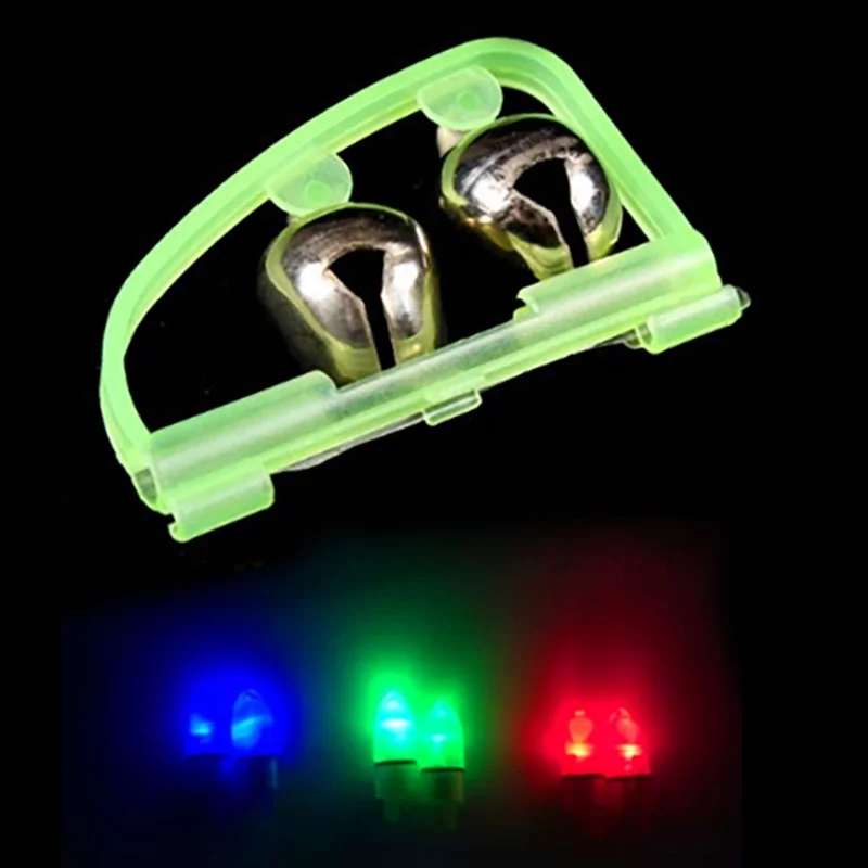 

10 Pcs/Set Fluorescent Fishing Rod Pole Tip Clip Twin Bell Alarm Alert Ring Glow In The Dark Fishing Tackle Box Accessory Tool