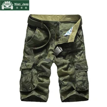 NIANJEEP летние камуфляжные Карго короткие мужские Новое Свободное длинное платье с длинными рукавами обычные хлопковые карманы военные брюки без пояса