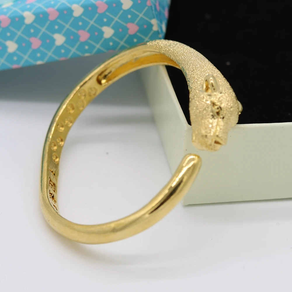 

Leopard Head Bangle Yellow Gold Filled Solid Womens Mens Bracelet Newest Style
