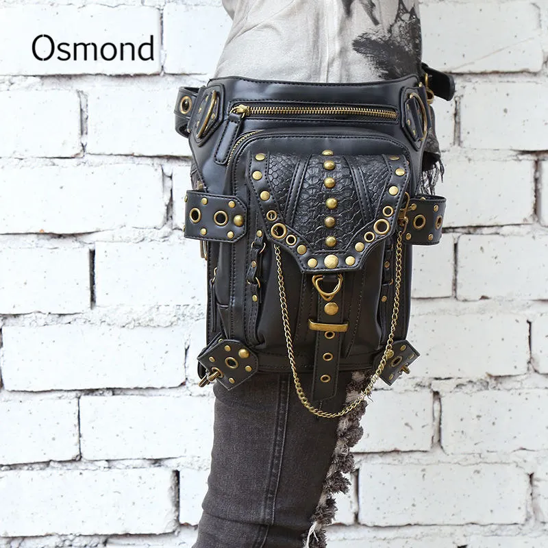 

Osmond Vintage Gothic Steampunk Skull Rock Bag Men Women Waist Bag Shoulder Bag Phone Case Holder Female Messenger Bag