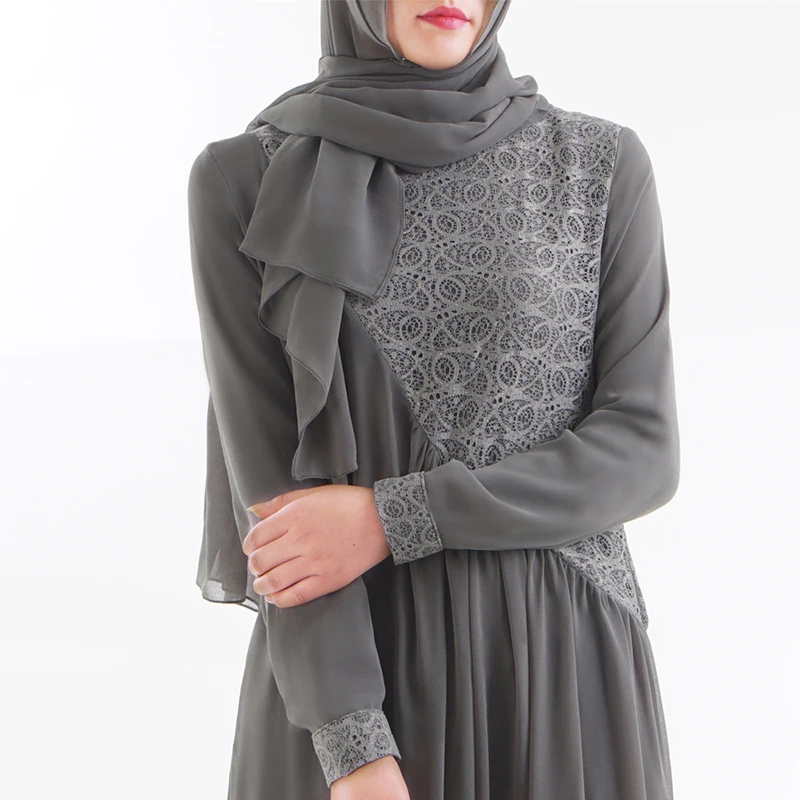 Взрослая двухслойная шифоновая Абая Дубай мусульманское кружевное платье исламские турецкие платья с длинными рукавами халат Musulmane одежда для женщин