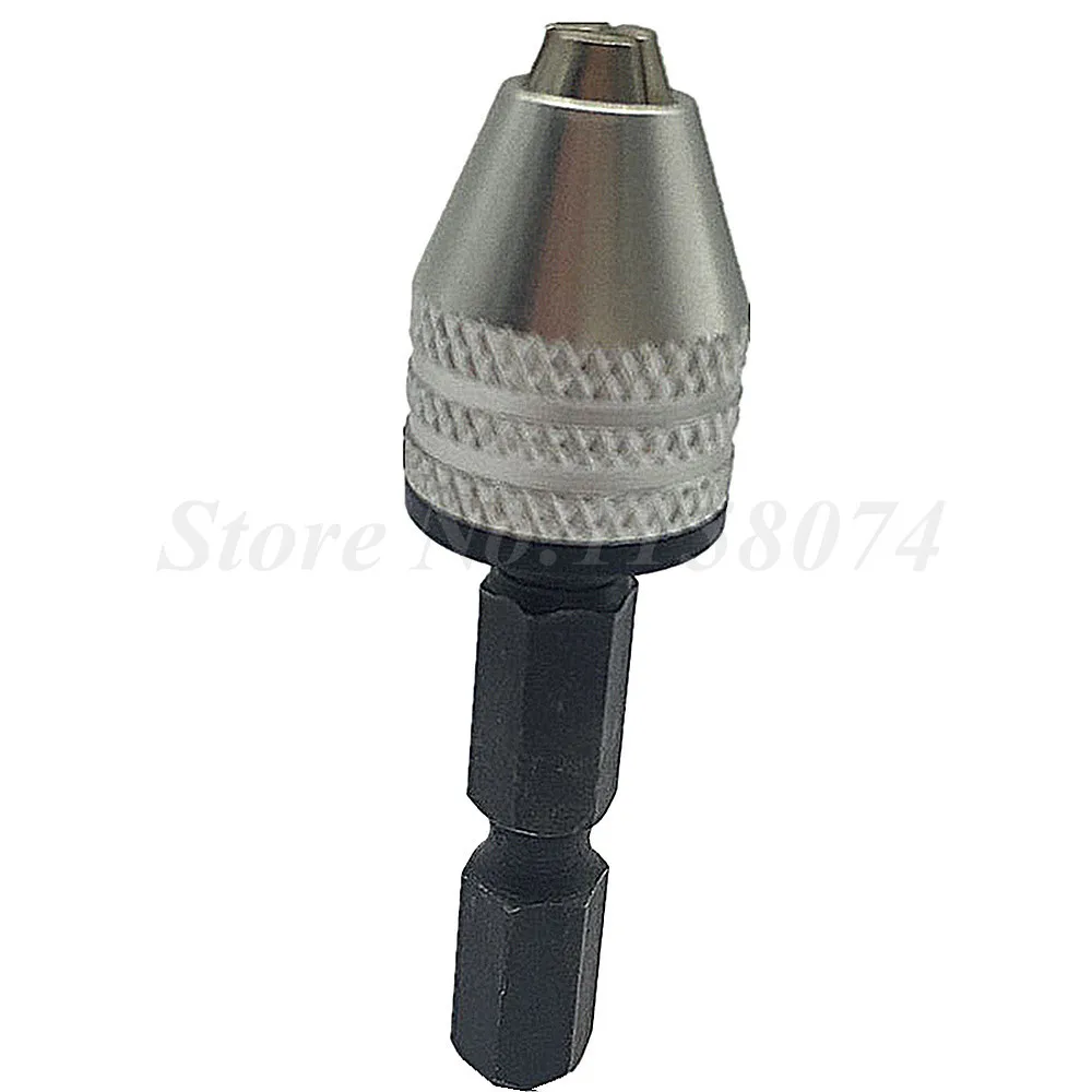 Keyless Drill Chuck Electric Drill Hex Shank Conversion Chuck Adapter Converter 6mm 14 Hex Shank Holds Micro Drills Bits 0-3mm