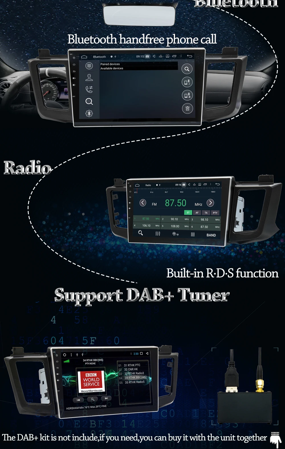 Discount Owtosin 2 Din Android 9.0 Car Radio Multimedia For Toyota RAV4 2012 2013 2014 2015 2016 2017 2018 Car GPS Navigation Autoradio 4