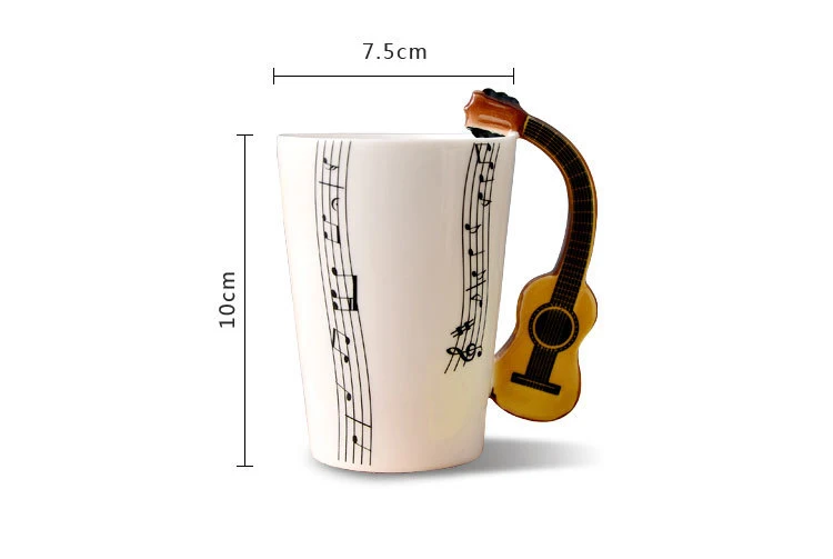 Creative Acoustic Guitar Ceramic Mugs  Cups Personality Music Note Milk Coffee Tea Cups Home Office Mugs Drinkware Novelty Gifts (6)