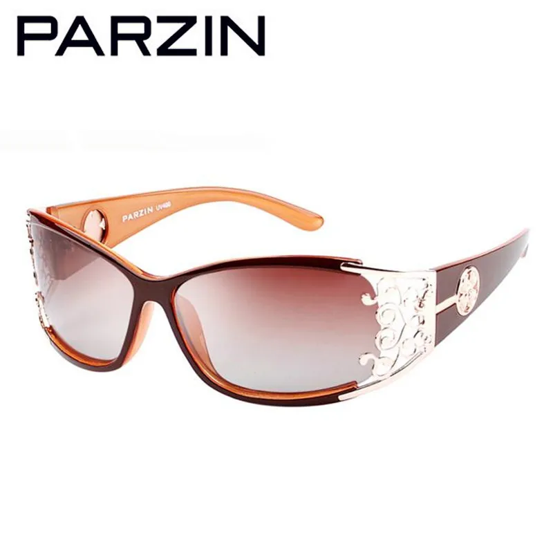 PARZIN поляризованные солнцезащитные очки для женщин с полой оправой солнцезащитные очки дизайнерские женские солнцезащитныеочки чехлом - Цвет линз: COFFEE