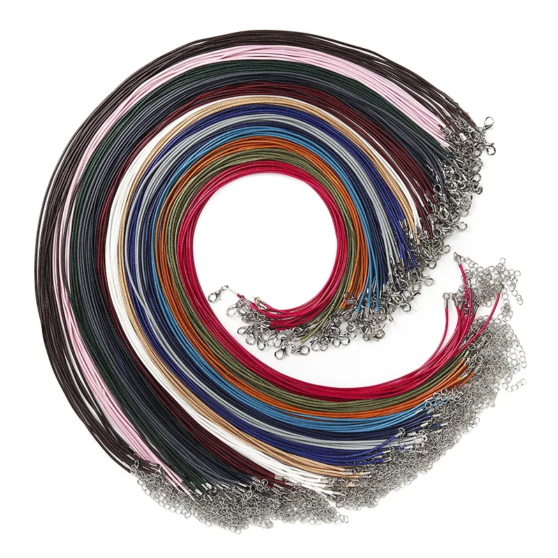 

LanLi 75pcs/150pcs Fashion Ten five colours Wax Rope Chain Necklace Long Lobster Clasp DIY Jewelry Accessories 1.5/2.0