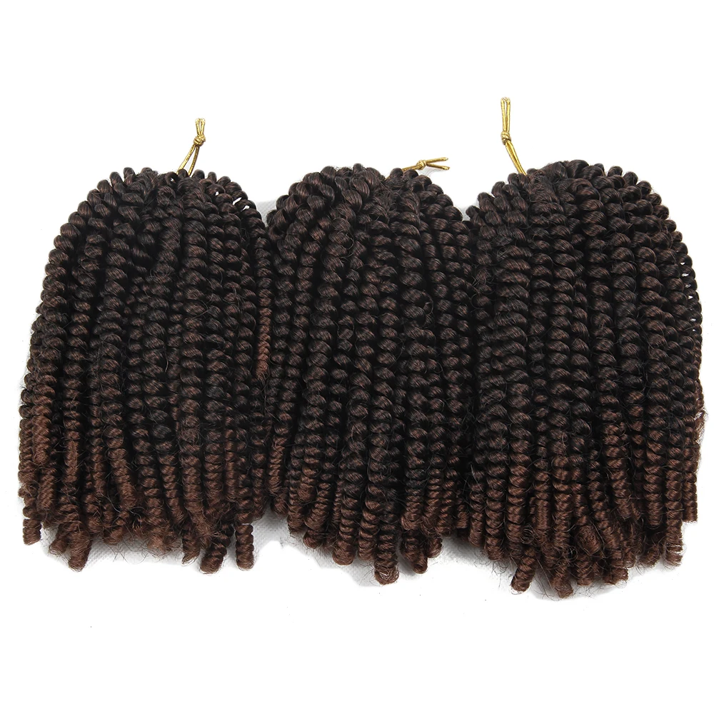 

EUNICEHAIR Spring Twist Synthetic Braiding Hair for African Braids Crochet Extensions Short 8inch Fluffy Nubian Twists