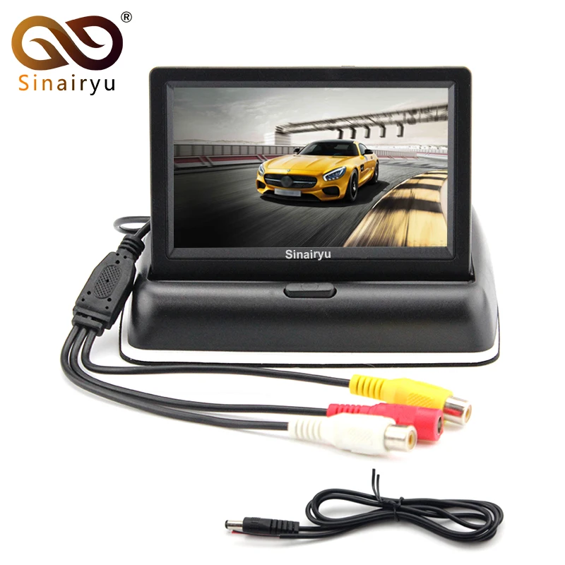 

Sinairyu 4.3" TFT Color LCD Auto Parking Rearview Monitors 4.3 inch Car Foldable Monitor For Camera DVD VCR 12~24V 2 Video Input