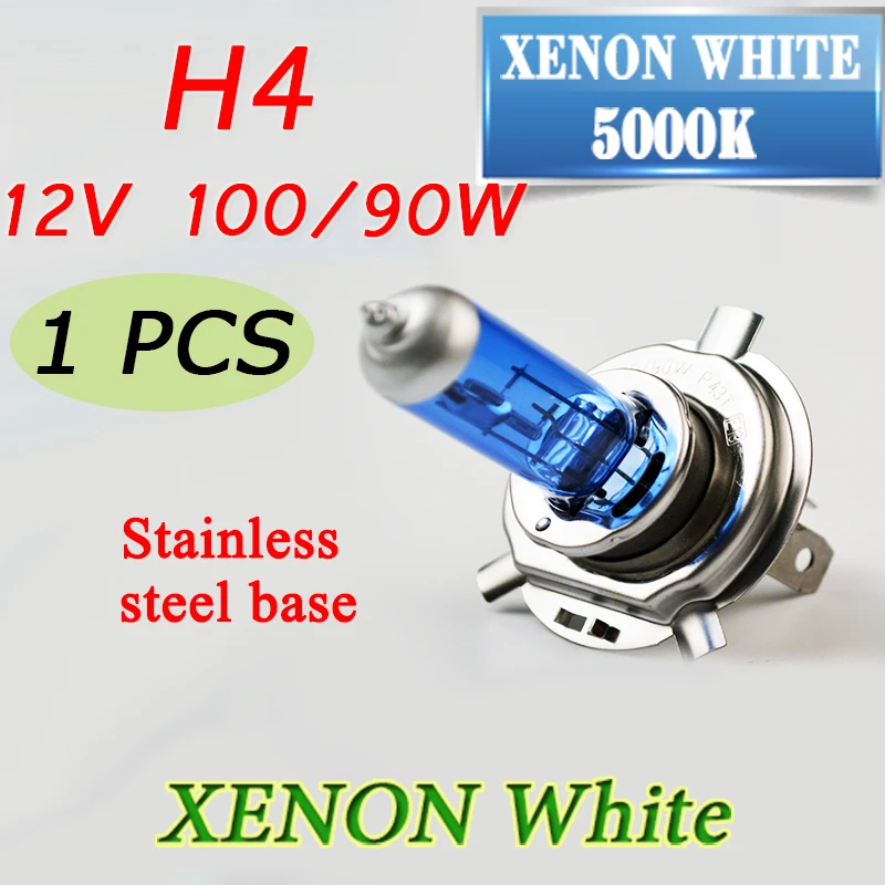 

SINOVCLE 12V 100/90W H4 Halogen Bulb 5000K Xenon Dark Blue Glass Car HeadLight Lamp Super White FREE SHIPPING
