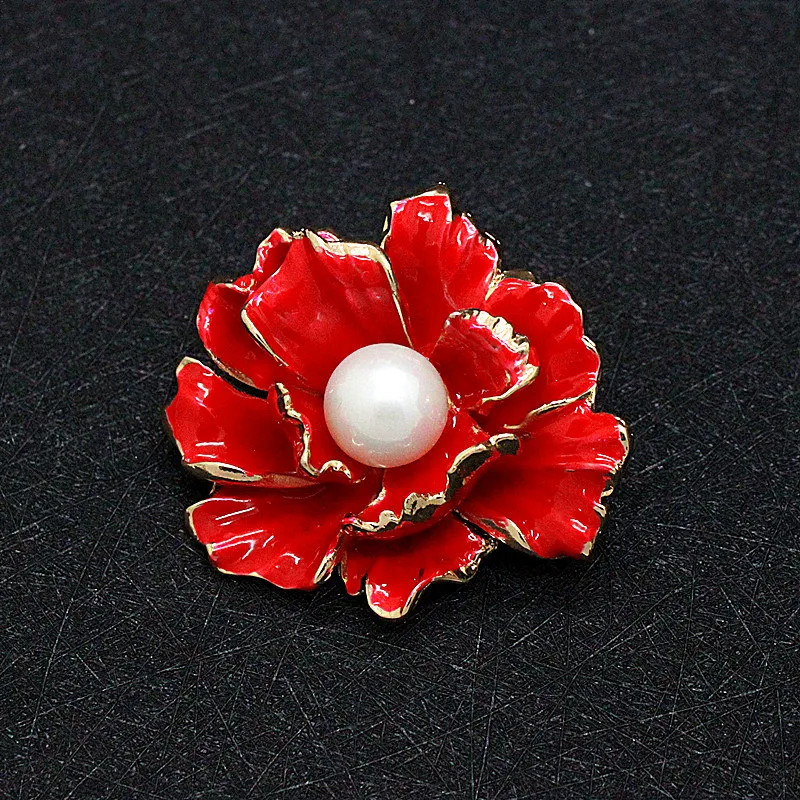

JUJIE Fashion Enamel Flower Brooches For Women 2019 Vintage Pearl Brooch Pins Scarf Jewelry Dropshgipping