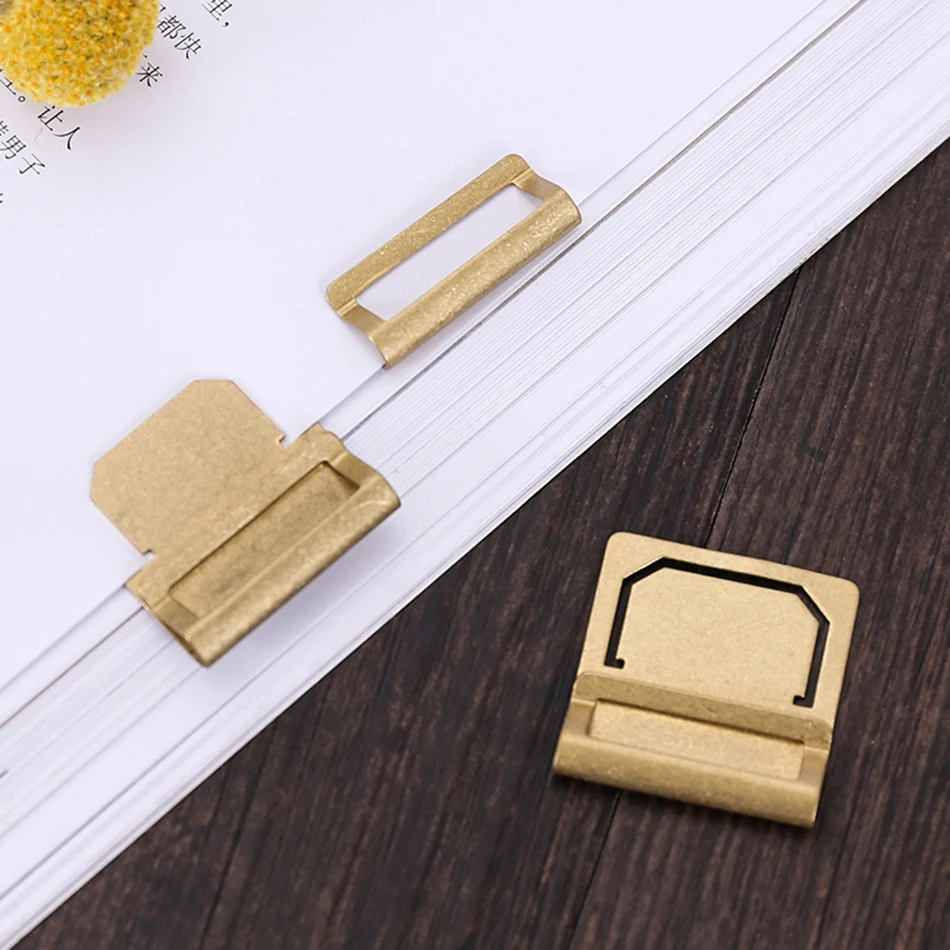6Pcs/lot Retro copper bookmark Metal brass Index clamp Label clip stationery gift paper clips