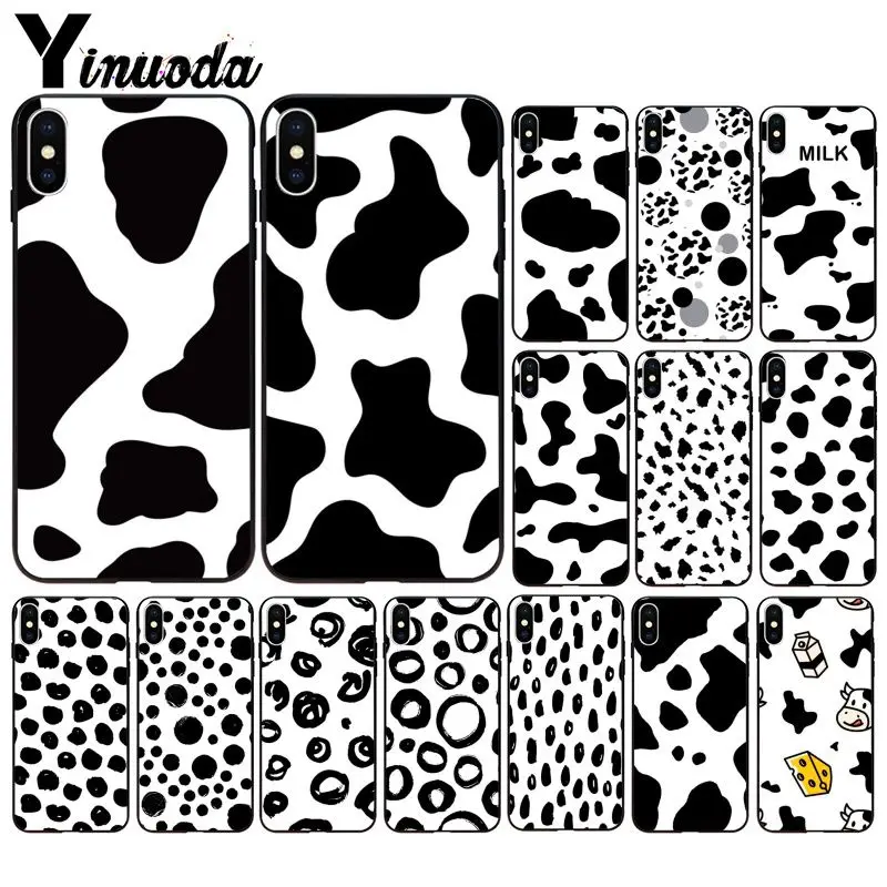 

Yinuoda Cow pattern Newly Arrived Black Cell Phone Case for Apple iPhone 8 7 6 6S Plus X XS MAX 5 5S SE XR Cover
