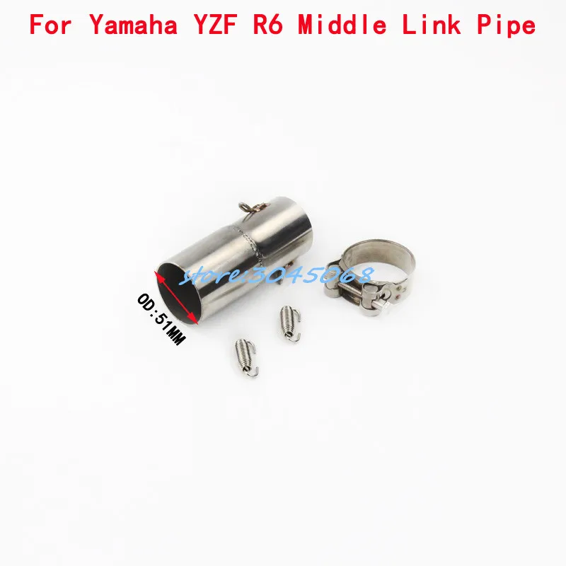 

YZF-R6 Connector Slip On Motorcycle Exhaust Escape Stainless Middle Link Pipe For YAMAHA R6 YZF 2006-2016 Without 51mm Muffler