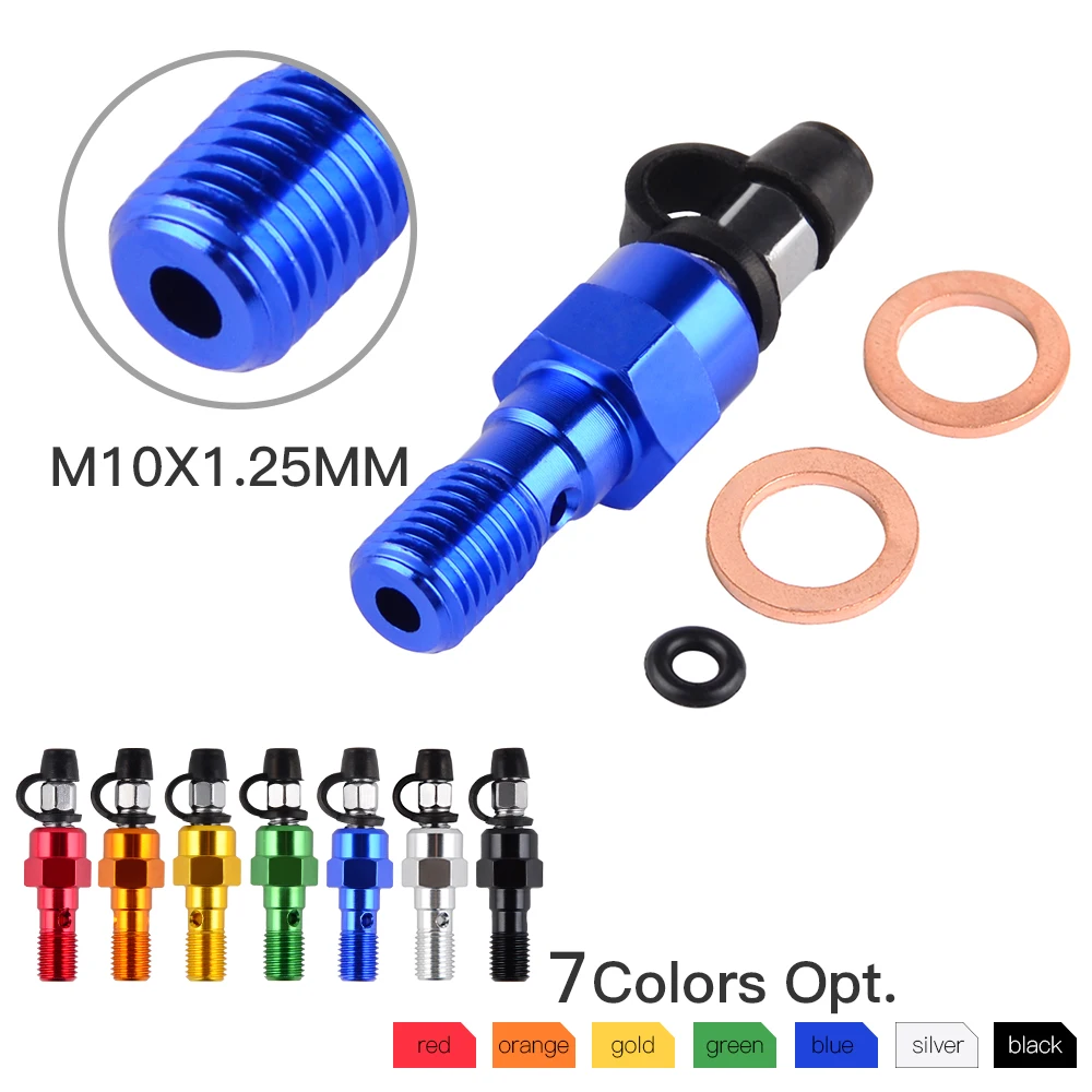 Motorcycle Brake Caliper Bleeder Single Banjo Bolt Bleed Screw +Dust
