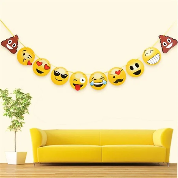 

Smile Face Emoji Party Banner Expressions Garland Hand Made Paper Flag Birthday Party Decor Kids Bedroom Wall Photo props