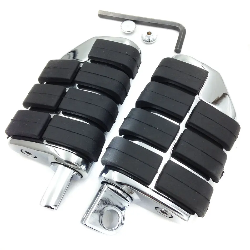 

Chrome Aluminum Rubber Front Rear Motorcycle Foot Rests Foot Pegs Anti Vibration Skidproof With Male Mount 8028 For Harley