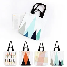 8 шт./лот сумка-шоппер эко складная холст печати геометрия мешок для переноски складной девушки Повседневное сумки