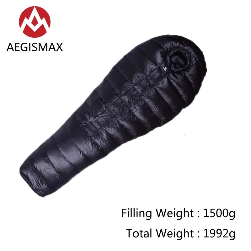 AEGISMAX AEGIS-B1500 серии утиный пух открытый кемпинг 3D полное окружение Munny утолщаются согреться зимний спальный мешок - Цвет: Black