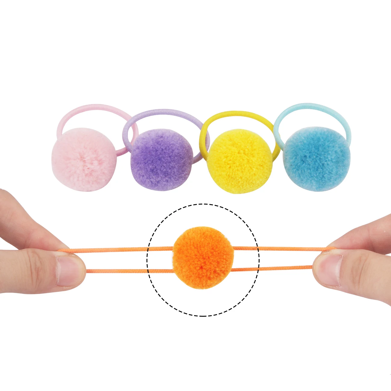 1 Pairs Pompoms Rubber Bands Hair Ties Ponytail Holders for Baby Girls Kids Elastic Bands Hair Ring Rope Hair Accessories