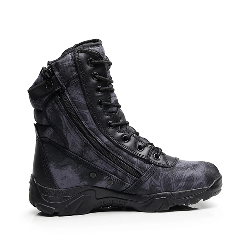 Man Hiking Outdoor Shoes Waterproof Camo Zipper Military Tactical Army Boot Men Climbing Trekking Camping Sneaker Shoe