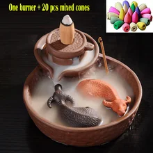 T 20 шт. конусы+ обратного потока благовоний горелки палочки держатель Lucky 2 Cattles гостиная Чай Домашние животные комната запах удаления инструмент Cense горелка