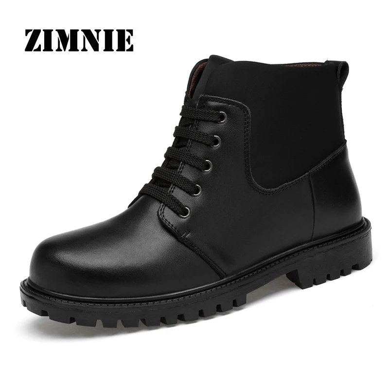 

ZIMNIE 2019 Top Quality Genuine Leather Men Boots Autumn Winter Waterproof Footwear Walking Boots Working Ankle Boots Men Shoes