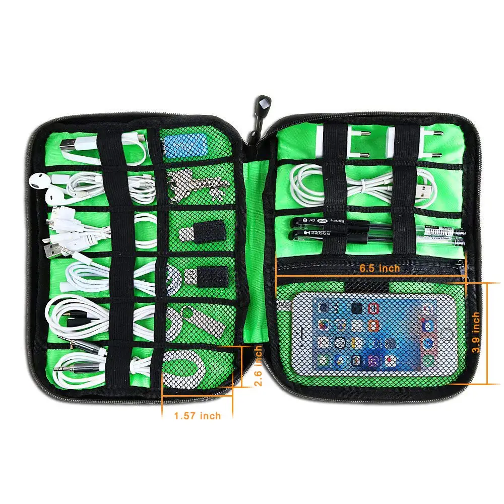 Black Cable Organizer Electronics Accessories Travel Bag USB Drive Bag Healthcare Grooming Kit Winder Management Storage Case (5)