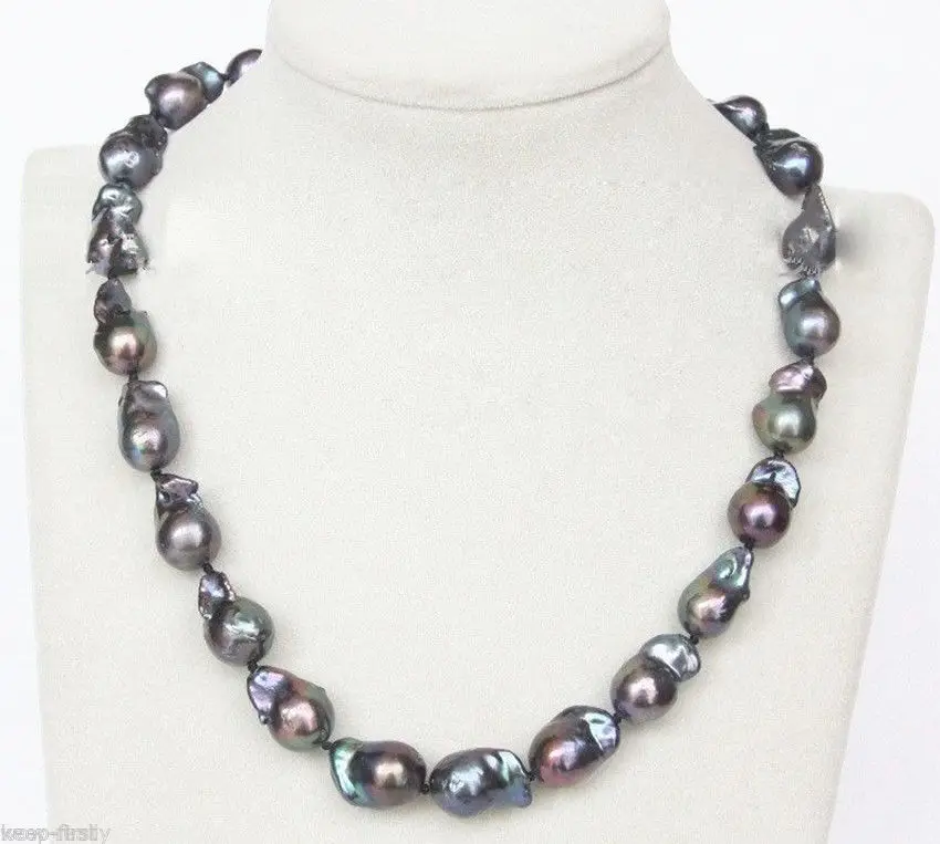 

Hot sale new Style >>>>>Fashion Jewelry New 17mm Baroque black pearls necklace 18