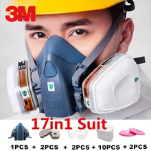 17 в 1 3 м 7502 противопылевая противогаз респиратор силиконовый против пыли органический паровой бензол PM2.5 многоцелевой набор инструментов для защиты