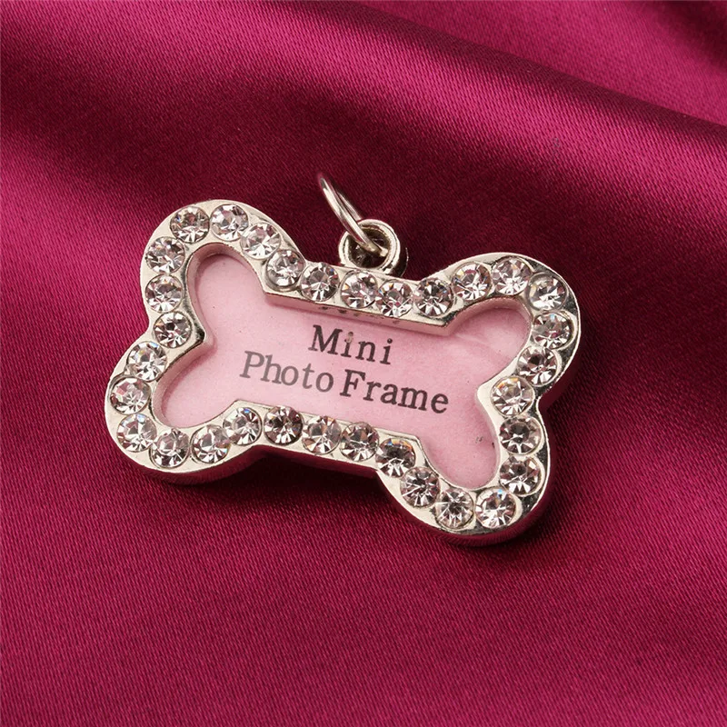 

3.2*2.1cm Beautiful Accessories Customized Pink Personalized Bone Shaped Pet Cat Dog ID Tags pet shop dog acessorios waresale