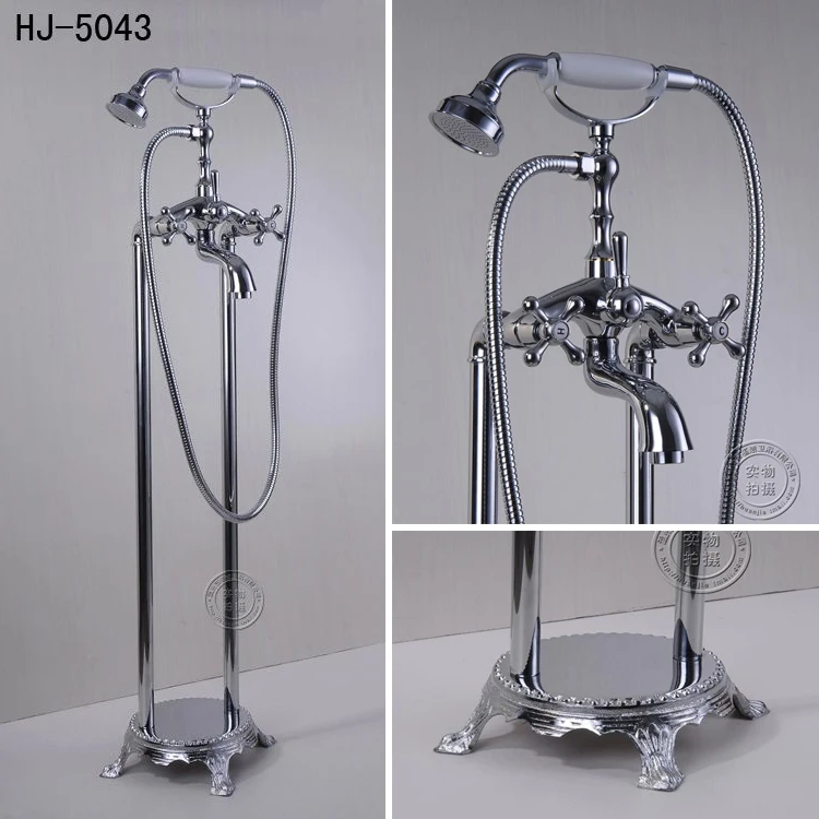 Shower Faucets Bathroom Taps Luxury Chrome Floor Stand Bathtub Faucet Free Standing Bath Shower
