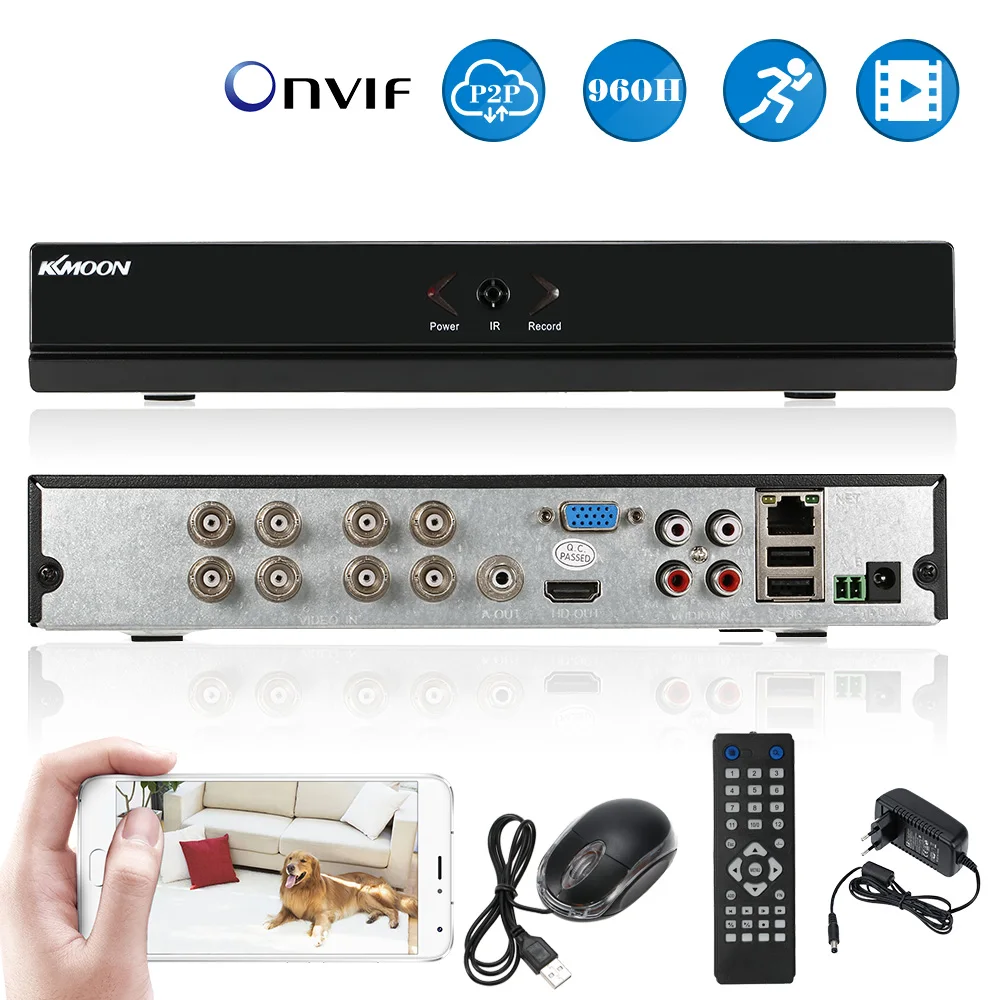 KKmoon 8CH 1080P NVR AHD TVI CVI DVR 5 в 1 цифровой видеорегистратор P2P облачная сеть Onvif