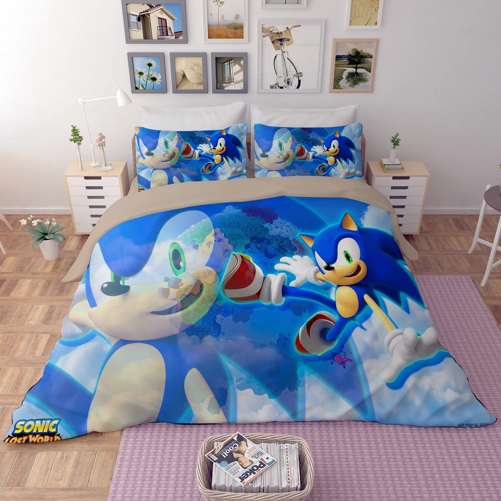 Sonic The Hedgehog Bedding Set 3d Duvet Covers Pillowcases Twin Full Queen King Comforter cover bedclothes cartoon quilt cover
