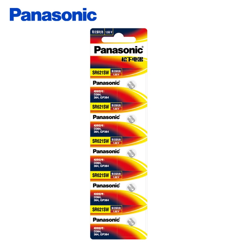Panasonic SR621SW оксид серебра для часов 6,8 мм* 2,1 мм AG1 364 164 D364 L621 GP364 кнопочные батарейки для монет