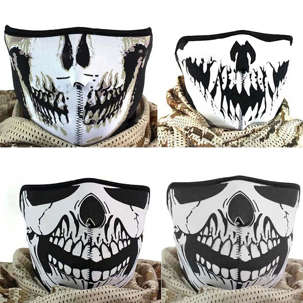 

Multifunction Cosplay Bike Skeleton Mask Costume Halloween CS Mask Cycling Motorcycle Paintball Half Face Mask Winter