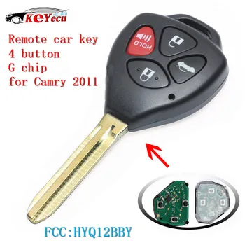 

KEYECU New Keyless Entry Uncut Ignition Replacement 4 Button Remote Car Key Fob 314.4MHz With G Chip for Toyota Camry 2011